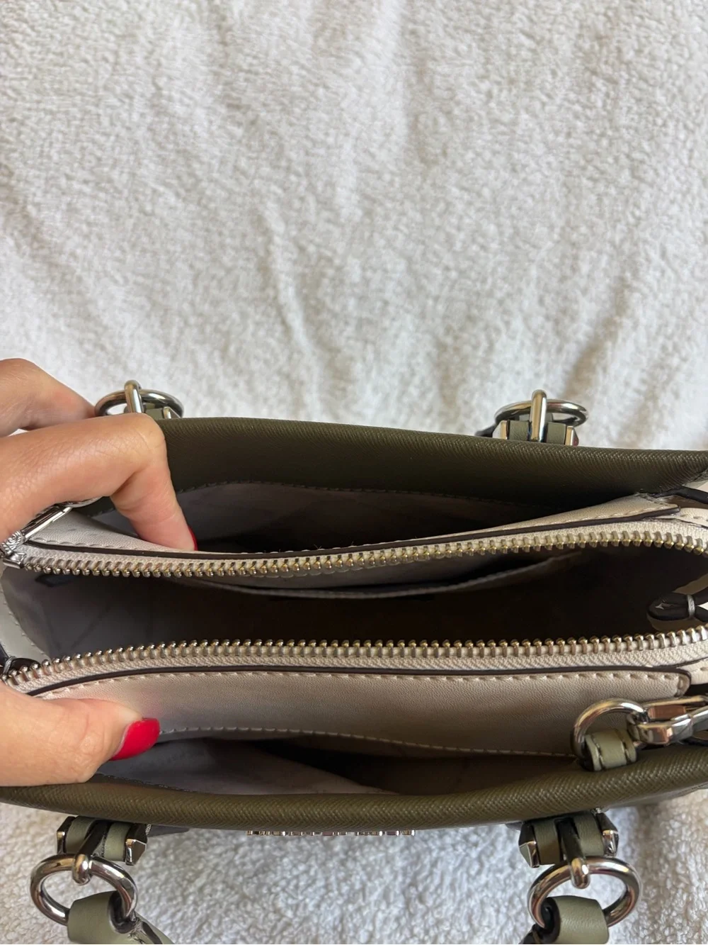 MICHAEL Michael Kors Olive Green Saffiano Mini Satchel with Crossbody Strap